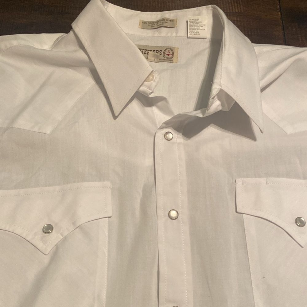 Vintage sheplers western Pearl snap dress shirt men’s tall 18.5–37 white - Picture 3 of 5